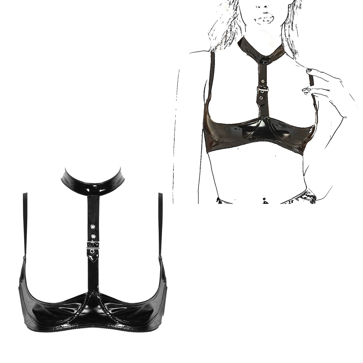 Ensemble de lingerie en cuir v - Bralette Triangle Set avis et prix